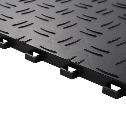 VEVOR garagevloerbeslag 305 x 305 x 13,4 mm set van 25 industriële vloer antislip dubbelzijdige structuur garagevloer voor garages kelders reparatiewerkplaatsen zwart