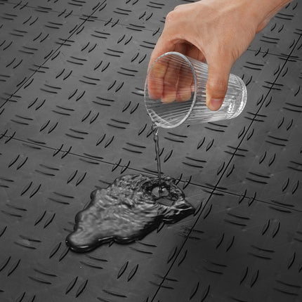 VEVOR garagevloerbeslag 305 x 305 x 13,4 mm set van 25 industriële vloer antislip dubbelzijdige structuur garagevloer voor garages kelders reparatiewerkplaatsen zwart