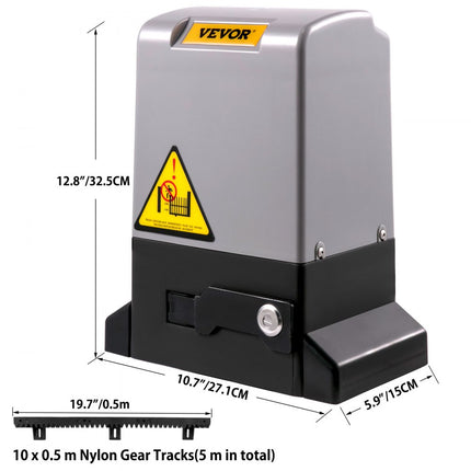 VEVOR schuifpoortopener 1800kg 5m automatische schuifpoort met 4 afstandsbedieningen en APP-bediening, elektrische rolpoortmotor voor opritten Complete hardware-beveiligingssysteemkit voor poortexploitanten