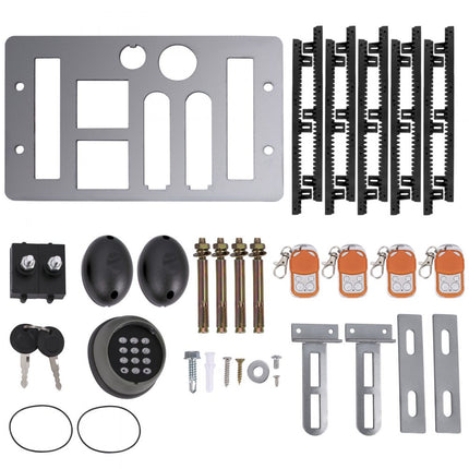 VEVOR schuifpoortopener 1800kg 5m automatische schuifpoort met 4 afstandsbedieningen en APP-bediening, elektrische rolpoortmotor voor opritten Complete hardware-beveiligingssysteemkit voor poortexploitanten