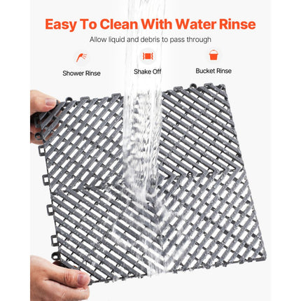 VEVOR 40 x drainagemat garagevloertegels in elkaar grijpend 31x31cm grijs