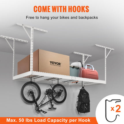 VEVOR 36" x 96" x 40" plafondplank, zware verstelbare koudgewalste stalen opbergplanken voor opslag en organisatie in de garage, 500 lb laadvermogen, 22"-40", wit