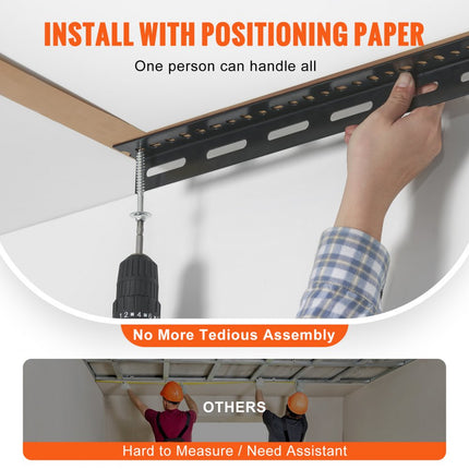 VEVOR plafondplank voor garage 121,9x243,8x101,6cm plafondplank voor garage verstelbare planken van koudgewalst staal voor garage opslagorganisatie 272kg draagvermogen 55,9-101,6cm zwart