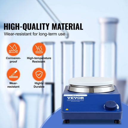 VEVOR magnetische roerder, 0-1500 RPM roerplaat met verstelbare snelheidsknop, 20L plaatroerset, inclusief roerstaafje