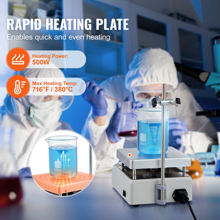 VEVOR magnetische roerder verwarmingsplaat, max. 380 °C, 0-2000 RPM verwarmingsplaat met magneetroerder, 3000 ml verwarmingsplaatroerder, steunstandaard en roerstaven inbegrepen, 500 W verwarmingsvermogen