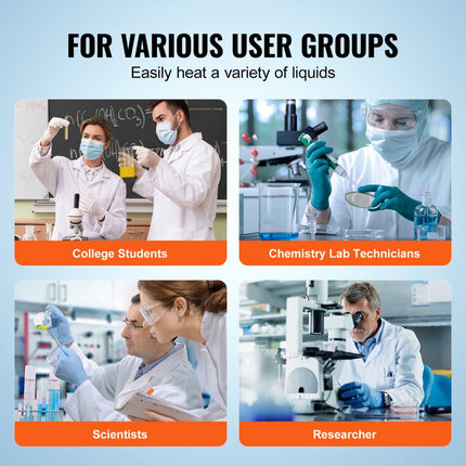 VEVOR magnetische roerder verwarmingsplaat, max. 300 ° C, 2000 RPM verwarmingsplaat met magneetroerder, 2000 ml verwarmingsplaatroerder met LED-scherm, steunstandaard en roerstaven, 500 W verwarmingsvermogen