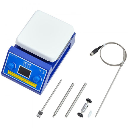 VEVOR magnetische roerder verwarmingsplaat, max. 300 °C, 0-2000 RPM verwarmingsplaat, 5000 ml verwarmingsplaatroerder met LED-scherm, standaard en roerstaven inbegrepen, 500 W verwarmingsvermogen