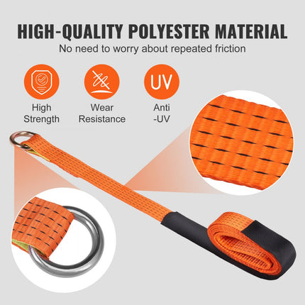 VEVOR wielkeg spanbandenset, 2" x 96" spanbanden autotransport, 4-delig aanhangerspansysteem 5000kg breukbelasting, ATV's, UTV's, aanhangwagens, wielblokken en spanbanden accessoires oranje