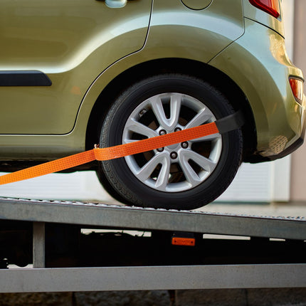 VEVOR wielkeg spanbandenset, 2" x 96" spanbanden autotransport, 4-delig aanhangerspansysteem 5000kg breukbelasting, ATV's, UTV's, aanhangwagens, wielblokken en spanbanden accessoires oranje