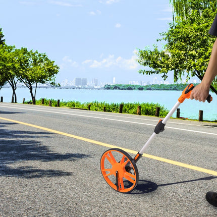 VEVOR meetwiel 0-3km precisie meetwiel ±0,5% meetrol rollende snelheidsmeter met telescoopstang 100-40cm meetwiel φ317,5mm afstandsmeter gemaakt van ABS + aluminiumoxide incl. draagtas