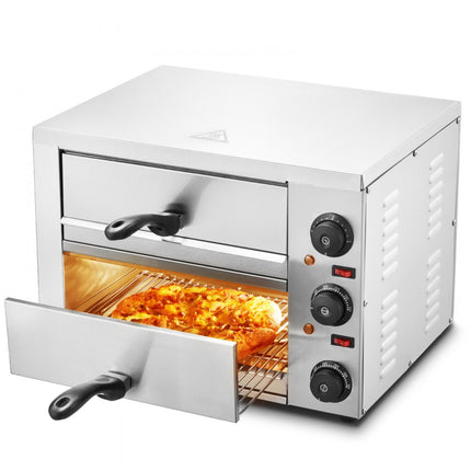 VEVOR commerciële pizzaoven oven 305 mm roestvrij staal elektrisch 3 knoppen