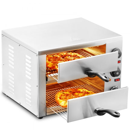 VEVOR commerciële pizzaoven oven 305 mm roestvrij staal elektrisch 3 knoppen