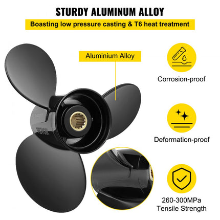 VEVOR buitenboordschroef, vervangt OEM 765183, 3-bladige aluminium bootschroef met een steek van 13,5" x 17", compatibel met 40-140 pk 2-takt Evinrude buitenboordmotor, 13 splines, rechts