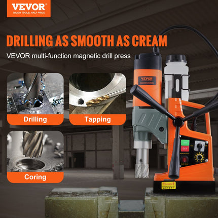 VEVOR magneetboormachine, 1450 W, 40 mm boordiameter, 12500 N, 800 RPM, draagbare professionele kernboormachine, met variabele snelheid, boor voor elk oppervlak, woningverbetering