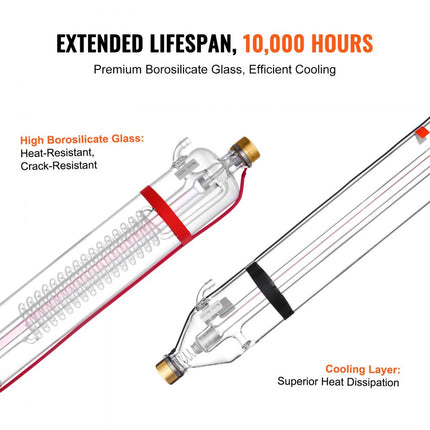 VEVOR 130W CO2 laserbuis 165cm laserbuis CO2 lasergraveur glazen laserbuis