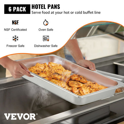 6X RVS Gastronorm bak GN1/1 bak 8,5 L 65mm diep