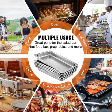 6X RVS Gastronorm bak GN1/1 bak 8,5 L 65mm diep