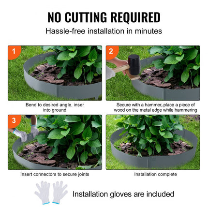 VEVOR stalen gazonrand, 5-pack tuinbedrand, 39" x 4" strips, flexibele metalen landschapsrand voor tuin, tuin, gazon, 8 cm punthoogte, donkergrijs