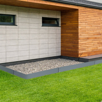 VEVOR stalen gazonrand, 5-pack tuinbedrand, 39" x 4" strips, flexibele metalen landschapsrand voor tuin, tuin, gazon, 8 cm punthoogte, donkergrijs