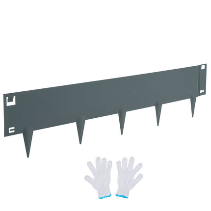 VEVOR stalen gazonrand, 5-pack tuinbedrand, 39" x 4" strips, flexibele metalen landschapsrand voor tuin, tuin, gazon, 8 cm punthoogte, donkergrijs