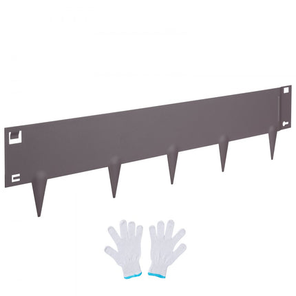VEVOR gazonrand 99 x 12,7 cm (set van 5) stalen gazonrandband, bedrand, bedrand met doornen, maairand, geschikt voor buitentuinen, paden, gazons, binnenplaatsen, bermen en meer