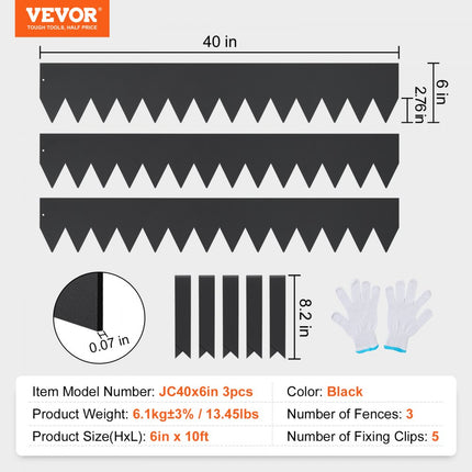 VEVOR gazonrand 40" x 6" (set van 3) Stalen gazonrandband Bedrand Bedrand met doornen Maairand Geschikt voor buitentuinen, paden, gazons, binnenplaatsen, bermen en meer