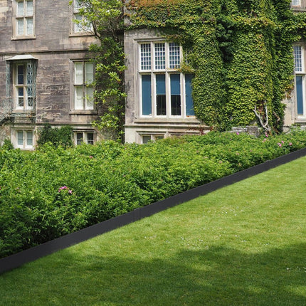 VEVOR gazonrand 40" x 6" (set van 6) stalen gazonrandband bedrand bedrand maairand geschikt voor buitentuinen, paden, gazons, binnenplaatsen, bermen en meer zwart