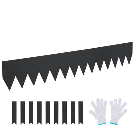 VEVOR gazonrand 40" x 6" (set van 6) stalen gazonrandband bedrand bedrand maairand geschikt voor buitentuinen, paden, gazons, binnenplaatsen, bermen en meer zwart