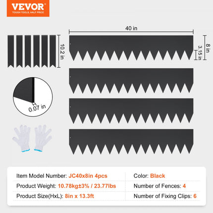 VEVOR gazonrand 40" x 8" (set van 4) stalen gazonrandband bedrand bedrand maairand geschikt voor buitentuinen, paden, gazons, binnenplaatsen, bermen en meer zwart