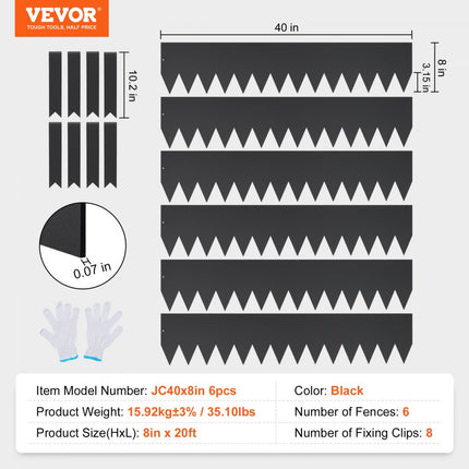 VEVOR gazonrand 40" x 8" (set van 6) Stalen gazonrandband Bedrand Bedrand Maairand Geschikt voor buitentuinen, paden, gazons, binnenplaatsen, bermen en meer