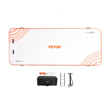 VEVOR opblaasbaar drijvend dok 15' x 6' dockplatform antislip water drijvende dokmat met draagbare draagtas en afneembare ladder drijvend platform eilandvlot voor zwembadstrand