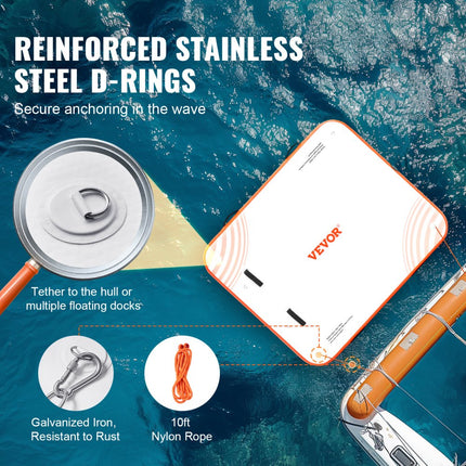 VEVOR opblaasbaar drijvend dok, 6' x 5' dokplatform, antislip water drijvende dokmat met draagbare draagtas en afneembare ladder, drijvend platform eilandvlot voor zwembad, strand, zee
