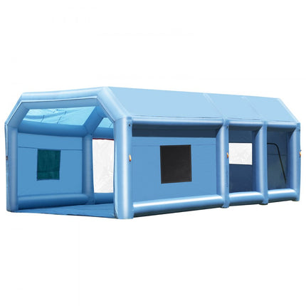 VEVOR opblaasbare spuitcabine 10 x 6,4 x 4,5 m opblaasbare spuitcabine met 1100 W + 750 W krachtige blazer en luchtfiltersysteem, draagbare autolakcabine voor vrachtwagens
