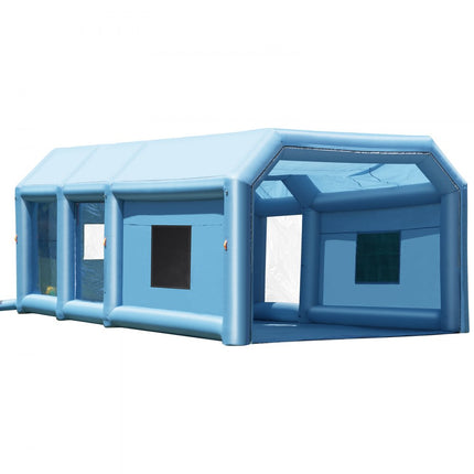 VEVOR opblaasbare spuitcabine 10 x 6,4 x 4,5 m opblaasbare spuitcabine met 1100 W + 750 W krachtige blazer en luchtfiltersysteem, draagbare autolakcabine voor vrachtwagens