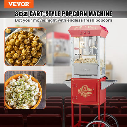 VEVOR popcornmachine popcornmachine popcornmachine met trolley 850W popcorn 8oz