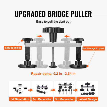 VEVOR 56-delige Bridge Dent Puller Dent Repair Kit Bevat 20 Pull Tabs & 6 x Bridge Pull Tabs Aluminium Dent Removal Tool Uitdeuken Auto Koelkast Etc