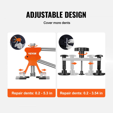 VEVOR 107-delige deukreparatieset Zuignaplifter Brugdeuktrekker 2-in-1 glijdende hamer 50 stuks treklipjes & 6 stuks brugtreklipjes Uitdeukgereedschap Uitdeuken auto's