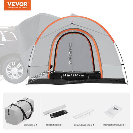 VEVOR daktent busluifel 240 x 240 x 230 cm, autotent achterklep inclusief dubbellaagse tent PU2000 mm daktent autodaktent waterdicht, geschikt voor kamperen, avontuur, uitstapjes, picknicks etc.