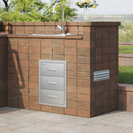 VEVOR buitenkeukenlades lades buitenkeuken, 40 x 55 x 45 cm, inbouw, drievoudige toegang grilllades met roestvrijstalen handgreep, grilleilandlades voor buitenkeukens