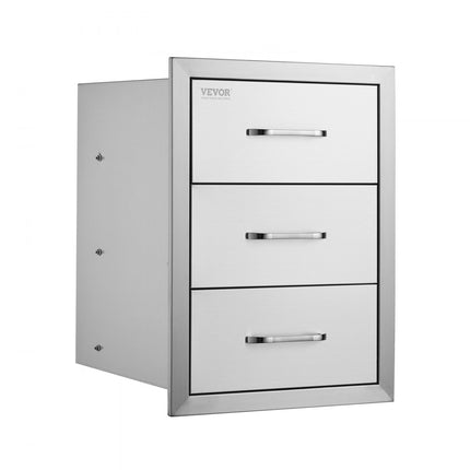 VEVOR buitenkeukenlades lades buitenkeuken, 40 x 55 x 45 cm, inbouw, drievoudige toegang grilllades met roestvrijstalen handgreep, grilleilandlades voor buitenkeukens