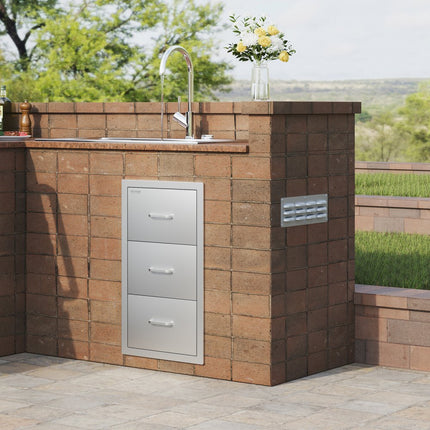 VEVOR Ladekast buiten Bbq drievoudige lades 40 x 72,5 x 52,5 cm Rvs