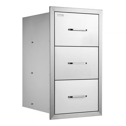 VEVOR Ladekast buiten Bbq drievoudige lades 40 x 72,5 x 52,5 cm Rvs