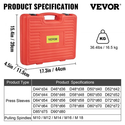 VEVOR wiellagertrekkerset trekkertrekhulzen gereedschapset 27-delig 45# staal