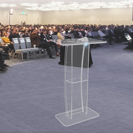 VEVOR acryl podium 47" hoge helder acryl podiumstandaard met breed leesgebied en opbergvak, vloerstaande helder acryl preekstoelen voor kerk, kantoor, school