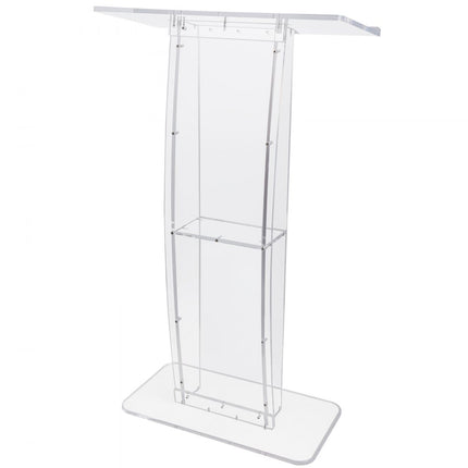 VEVOR acryl podium 47" hoge helder acryl podiumstandaard met breed leesgebied en opbergvak, vloerstaande helder acryl preekstoelen voor kerk, kantoor, school