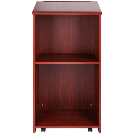 VEVOR Sta-bureau lessenaar 60 x 36 x 120 cm, podiumstandaard met breed leesoppervlak en opbergplank, sta-bureau voor kerk, kantoor, school, zwart podium 30 kg draagvermogen bruin