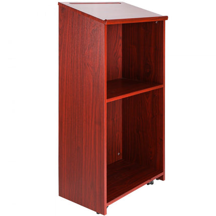 VEVOR Sta-bureau lessenaar 60 x 36 x 120 cm, podiumstandaard met breed leesoppervlak en opbergplank, sta-bureau voor kerk, kantoor, school, zwart podium 30 kg draagvermogen bruin
