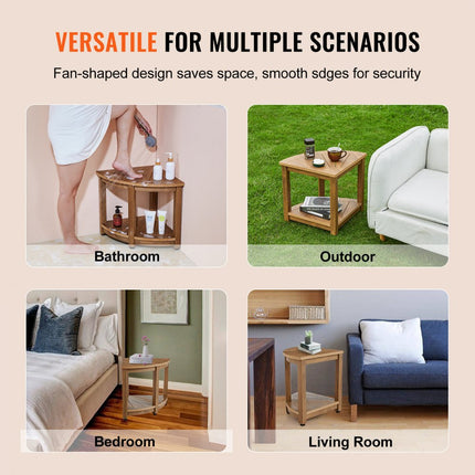 VEVOR douchehoek hoekdouchebank 47 cm hoogte polystyreen met houtnerf 159 kg draagvermogen badkamer douchekruk met plank douchekruk voor binnen- en buitendouche badkamer woonkamer