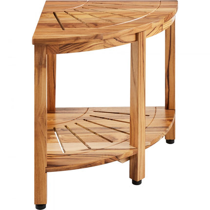 VEVOR Douchebank van teakhout, 47 cm hoog, 100% teakhouten douchebank, schimmelbestendig 227 kg met plank, douchekruk voor binnen, buitendouche, badkamer