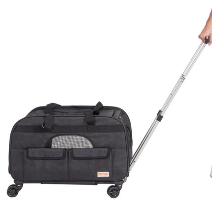 VEVOR Hondentrolley Opvouwbare hondenrugzak Max.15,8kg Draagvermogen Transporttas Gemaakt van 600D Oxford Doek Hondentrolley met 4 wielen Opbergzakken Huisdierentrolley Ideaal voor autotochten Excursies